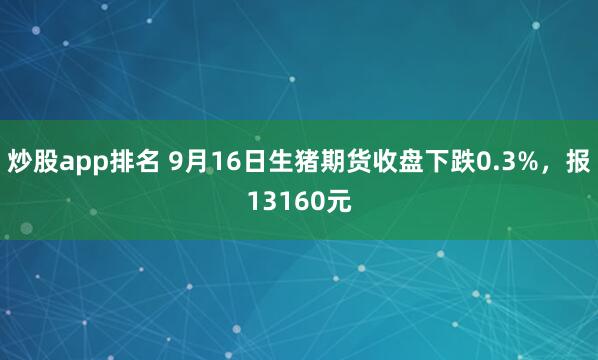 炒股app排名 9月16日生猪期货收盘下跌0.3%，报13160元